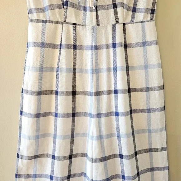 Red Carter Lola Plaid Gingham Linen Cotton Blend Jumpsuit Blue White Size Small. - Picture 10 of 16